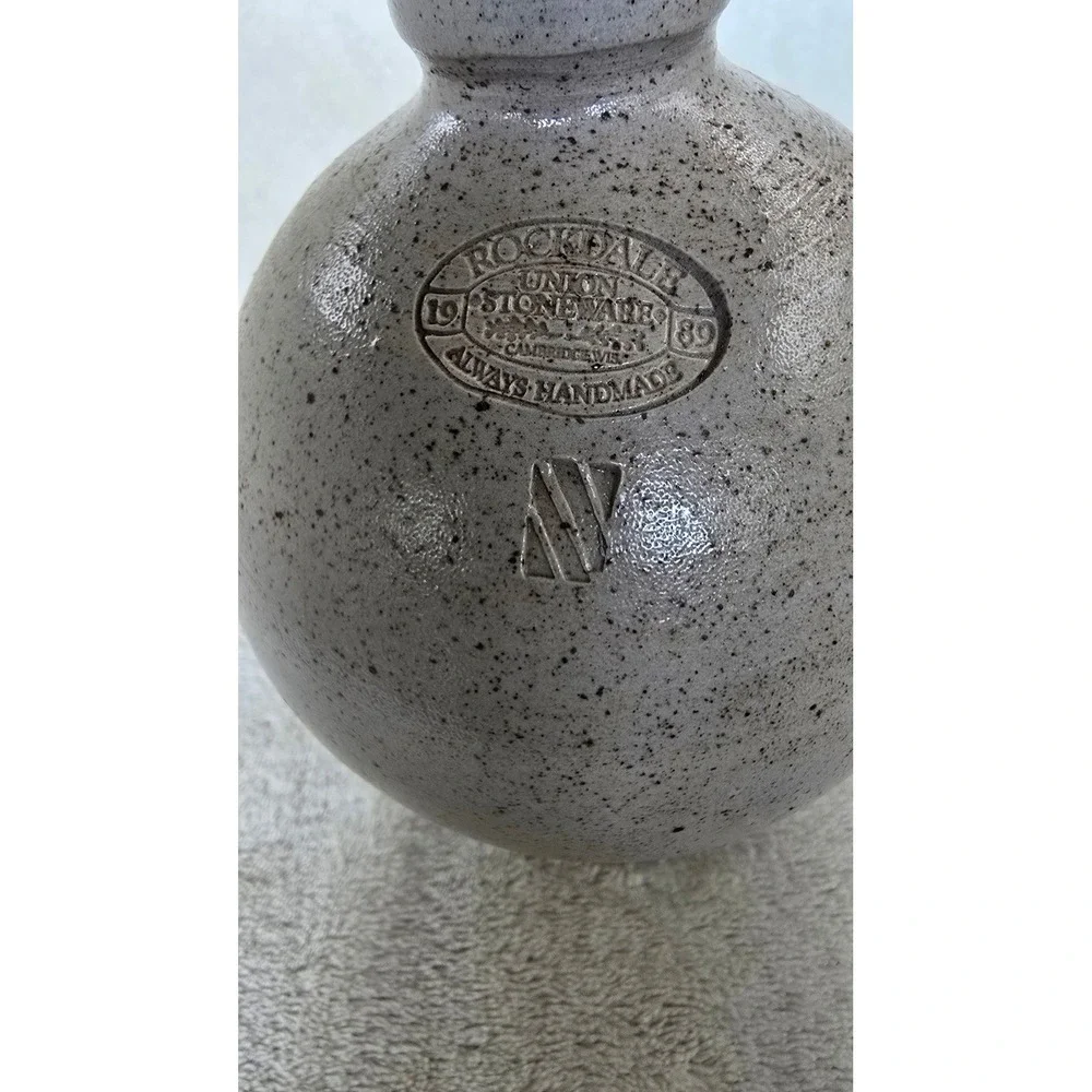 Rockdale Union Stoneware 1989 Cow Cobalt Blue Salt Glaze Jug Cambridge Wisconsin